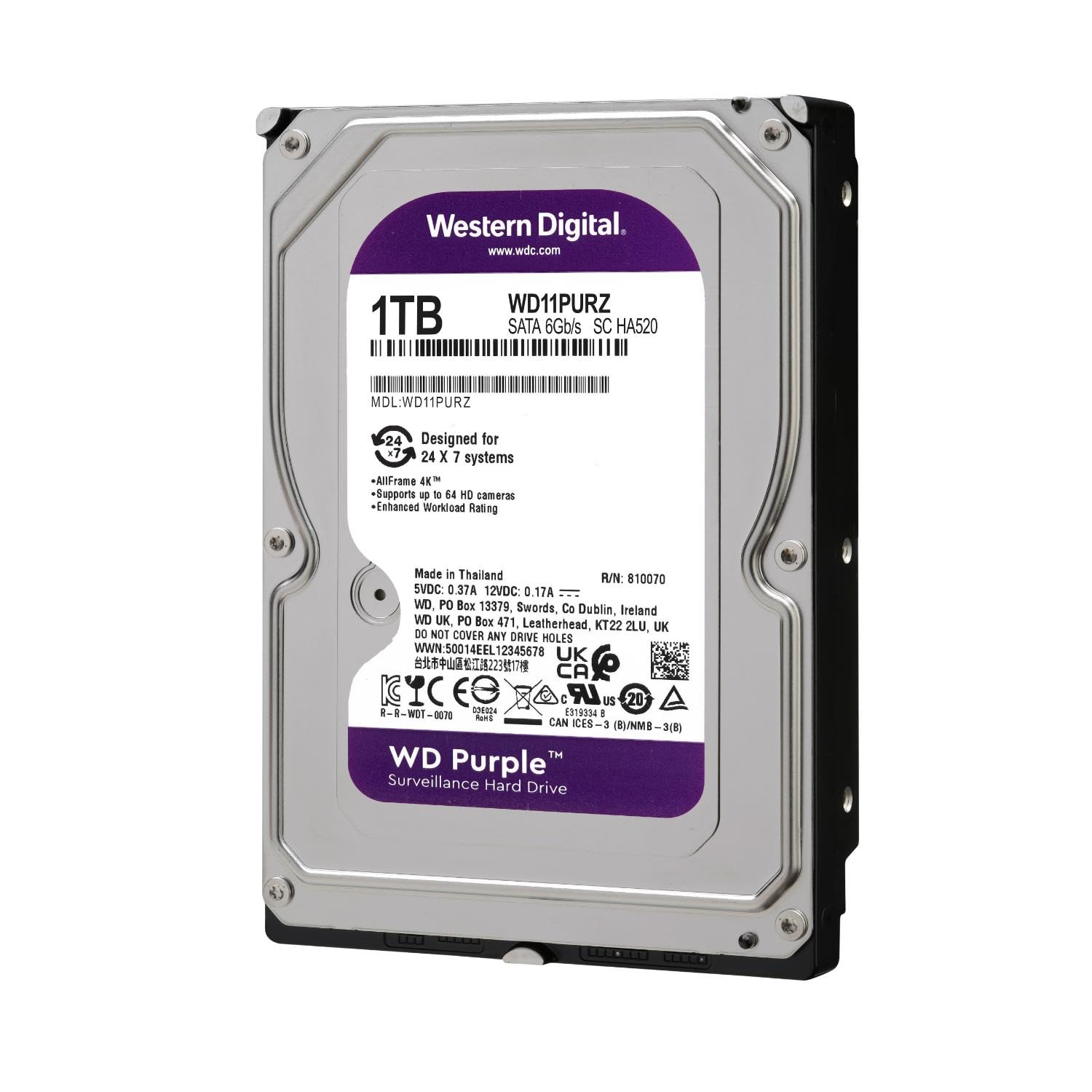 Western Digital Purple 1TB Surveillance Hard Drive