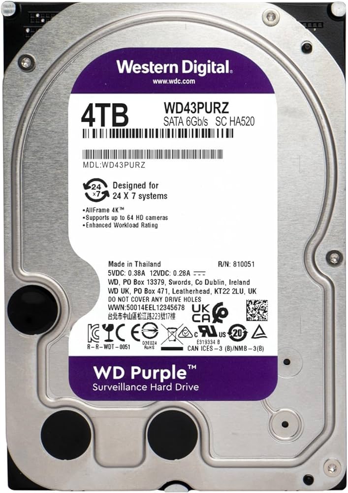 Western Digital Purple 4TB Surveillance Hard Drive